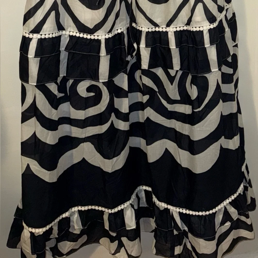 POINT SUR J CREW RATTI PRINT TIER RUFFLED NAVY & WHITE MAXI DRESS NEW WITH TAGS - Picture 14 of 14
